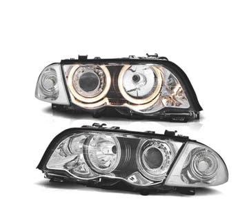 PHARES BMW E46 98-01 YEUX DANGE HALOGÈNE FOND CHROME, Verzenden, Nieuw