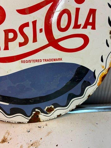 Pepsi-Cola – Klassieke Flessendop – Rond Emaille Reclamebord