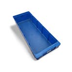 Stellingbak 400x150x80 mm blauw kunststof gebruikt, Ophalen of Verzenden