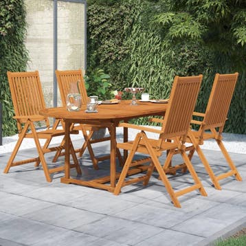 vidaXL 5-delige Tuinset massief acaciahout 120-170 cm, Tuin en Terras, Tuinsets en Loungesets, Verzenden, Nieuw, Tuinset