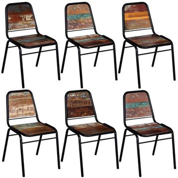 vidaXL Eetkamerstoelen 6 st massief gerecycled hout, Verzenden, Nieuw