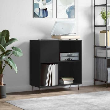vidaXL Platenkast 84,5x38x89 cm bewerkt hout zwart, Verzenden, Nieuw