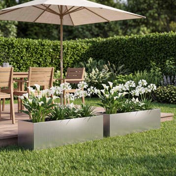 vidaXL Plantenbak 2 st zilver 100 x 20 x 20 cm, Jardin & Terrasse, Pots de fleurs, Verzenden