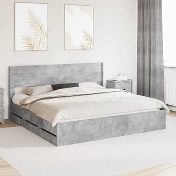 vidaXL Bedframe met opbergruimte en hoofdbord Betongrijs 180, Huis en Inrichting, Slaapkamer | Bedden, Verzenden, Nieuw