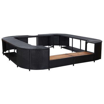 vidaXL Spa-ombouw vierkant 268x268x55 cm poly rattan zwart, Tuin en Terras, Verzenden, Nieuw