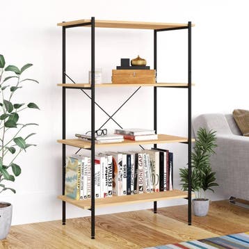 vidaXL Opbergrek 4-laags 80x40x130 cm zwart en eikenkleurig, Verzenden