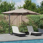 vidaXL Parasol Taupe 351 x 250 x 253 cm Polyester en, Tuin en Terras, Verzenden, Nieuw