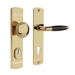 Retro buitendeurbeslag knop/klink PC92 in messing gelakt..., Ophalen of Verzenden, Nieuw, Koper of Messing, Klink of Kruk