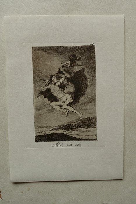 Francisco De Goya (1746-1828) - Caprichos Blatt #66 Allá vá, Antiek en Kunst, Antiek | Overige Antiek