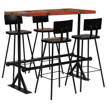 vidaXL 5-delige Barset massief gerecycled hout meerkleurig, Huis en Inrichting, Complete eetkamers, Verzenden, Nieuw