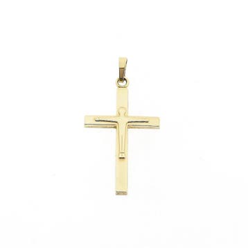 Gouden hanger van een kruis (Hanger of bedel), Handtassen en Accessoires, Bedels, Ophalen of Verzenden, Gebruikt, Goud, Overige merken