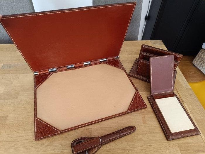 Bureauset (6) - krokodillenleer, Antiek en Kunst, Kunst | Designobjecten