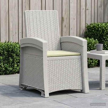 vidaXL Ligstoel Rieten Look Wit en crèmekleurig PP, Tuin en Terras, Tuinstoelen, Verzenden, Nieuw