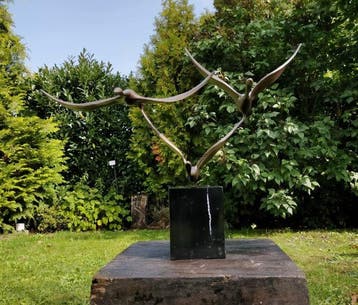 Statue, the birds - 50 cm - bronze et marbre, Antiquités & Art