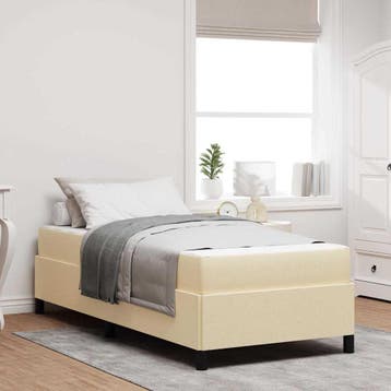 vidaXL Boxspring bed met matras Crème 90 x 190 cm Stof, Verzenden