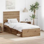 vidaXL Bedframe Ambachtelijk Eiken 90 x 200 cm Massief, Verzenden