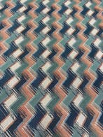 Gobelin bekledingstof exclusief ontwerp Zigzag blauw -