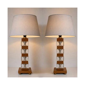 Ateljé Glas & Trä - Lampe de table - Verre et teck