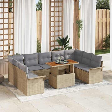 vidaXL Tuinbank Set 10 st beige en lichtgrijs, Verzenden, Nieuw
