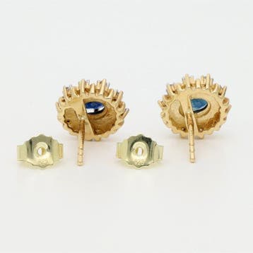Boucles doreilles - 14 carats Or jaune Saphir - Diamant, Bijoux, Sacs & Beauté, Boucles d'oreilles