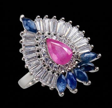 Robijn - Zilver, Het Geheim van de Sterren – Ring met robijn