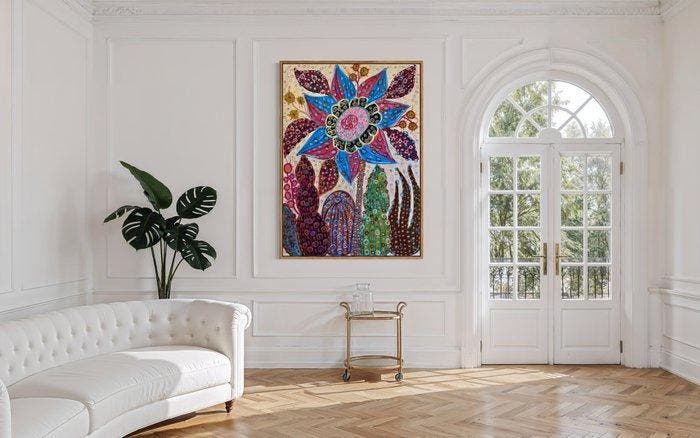 Maraé - Fleur Cosmique XXL, Antiquités & Art, Art | Peinture | Moderne