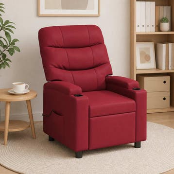 vidaXL Massage-relaxfauteuil Wijnrood 75 x 93 x 102 cm Stof, Verzenden, Nieuw