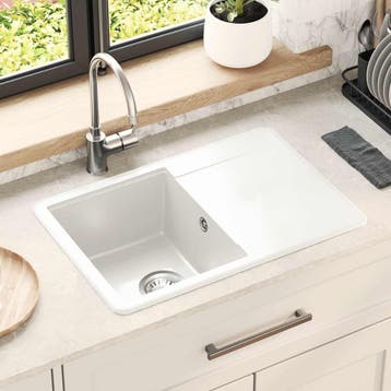 vidaXL Wasbak 80% Kwarts en 20% Hars 670 x 460 mm Wit, Verzenden, Nieuw