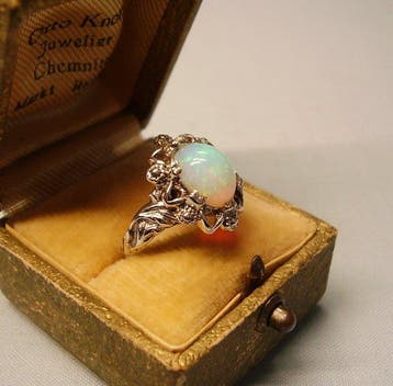 Zonder minimumprijs - Ring Zilver - 2.10ct. tw. Opaal -, Handtassen en Accessoires, Ringen, Nieuw
