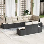 vidaXL Tuinbank Set met opslag 8 pcs Zwart en Crème Poly, Verzenden