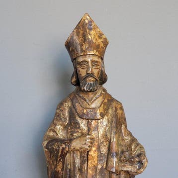 Beeld, Bisschop Sint-Nicolaas van Myra - 59 cm - Naaldhout -, Antiek en Kunst
