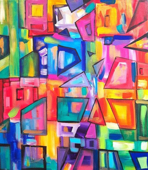 Denis Mihai - Color collision, Antiek en Kunst, Kunst | Schilderijen | Modern