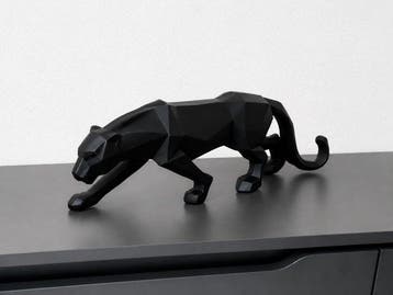 sculptuur, Modern Geometric Black Panther Figurine in
