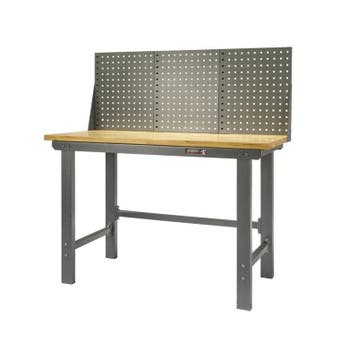 Werkbank grijs 150 cm met hardhouten blad en, Ophalen of Verzenden, Nieuw