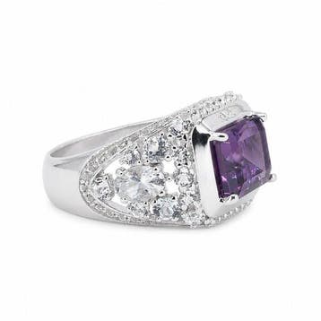Sans prix de réserve - Bague Plaqué or Améthyste - Diamant -, Nieuw