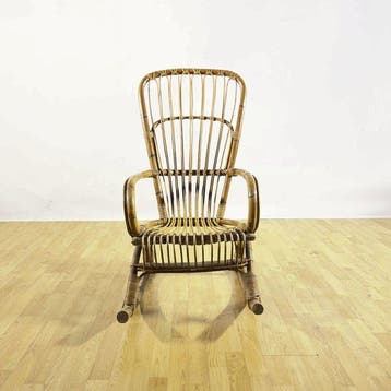 Fauteuil - Bambou, Rotin - Haut dossier à dondolo