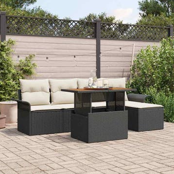 vidaXL Tuinbank Set 6 st Zwart en crème, Verzenden, Nieuw