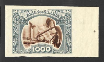 Spanje. - 1000 Pesetas - 1937 - Banco de España, Bilbao -, Postzegels en Munten