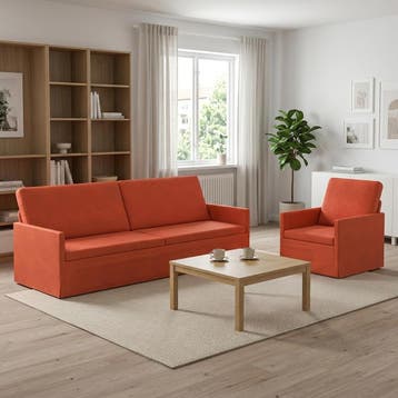 vidaXL bank / zetelstel 2 pcs Rood Oranje Corduroy stof, Verzenden, Nieuw