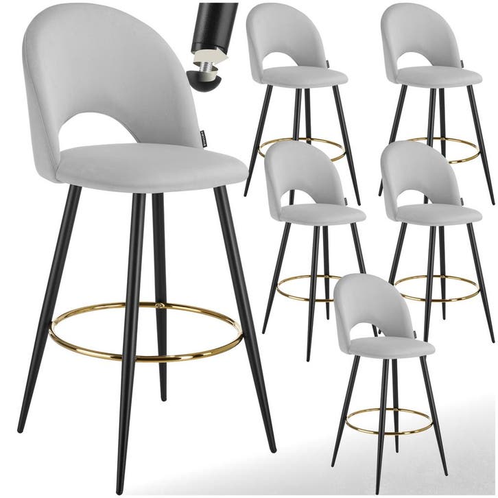 Barkruk Sachel met rugleuning, fluweellook, Maison & Meubles, Tabourets de bar, Envoi