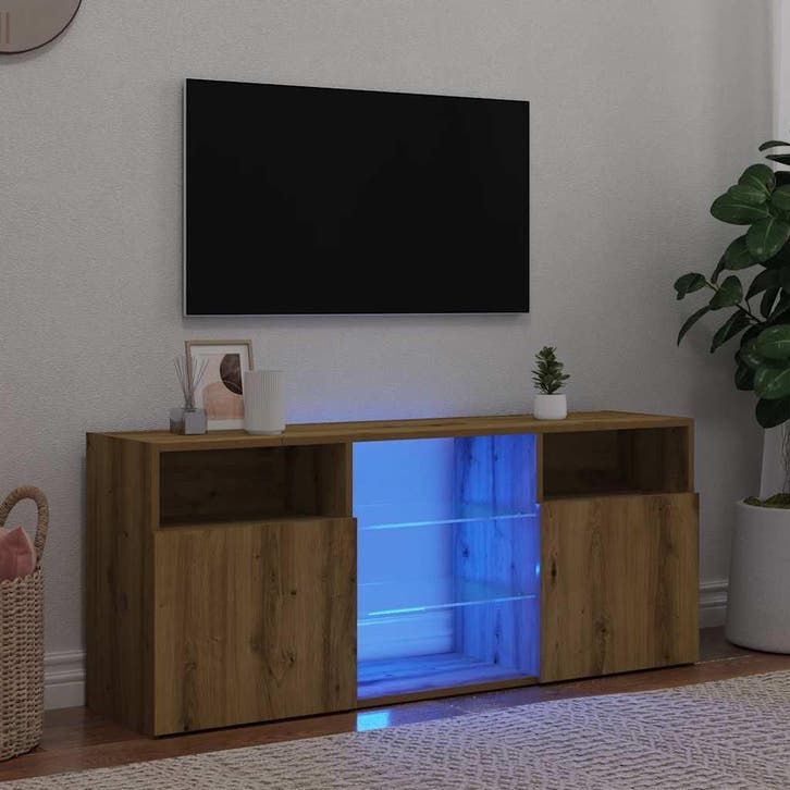 vidaXL Tv-meubel met LED 120x30x50 cm bewerkt hout, Maison & Meubles, Armoires | Mobilier de télévision, Envoi