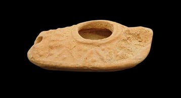 Byzantijns Terracotta Versierde olielamp - 100 mm (Zonder