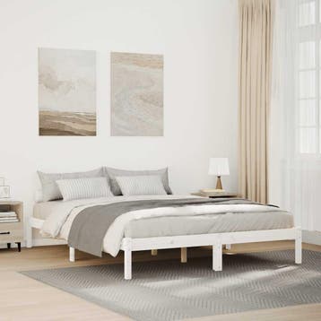 vidaXL Bedframe extra lang zonder matras grenenhout wit, Verzenden