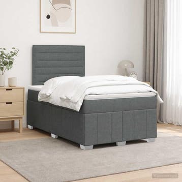 vidaXL Boxspringbed met matras Donkergrijs 120 x 190 cm Stof, Verzenden, Nieuw