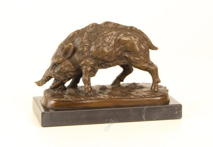 sculptuur, Bronze Boar Sculpture – Wildlife Animalier, Antiquités & Art, Curiosités & Brocante