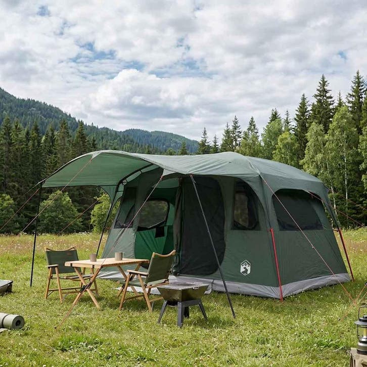 vidaXL Tunneltent Leger Groen 427 x 305 x 205 cm Polyester, Caravans en Kamperen, Tenten, Nieuw, Verzenden