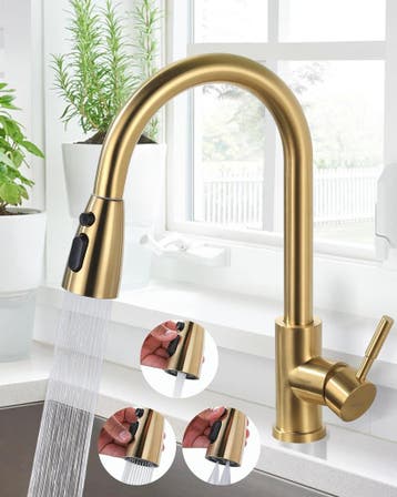 Keukenkraan RVS Goud Uittrekbaar | Retour Deal | Sla je slag, Huis en Inrichting, Keuken | Keukenelementen, Minder dan 50 cm, Verzenden