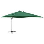 vidaXL Zweefparasol met paal en LED-verlichting 300 cm groen, Verzenden