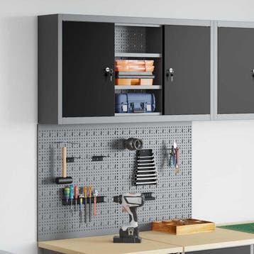 vidaXL Gereedschapskast Set met plank 3 st Zwart, Verzenden, Nieuw