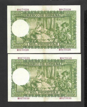 Spanje. - 2 x 1000 Pesetas - 1951 - Consecutive - Pick 143a